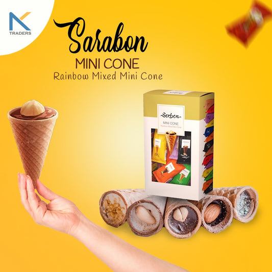 Sorbon Mini Cone Chocolates -30 to 32 Cones - Net weight 380 grams - Gift Box -Multi Flavor Chocolates